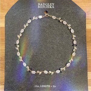 Badgley Mischka Mixed Gold Metal/ Crystal Clusters Statement Necklace *BNWT*